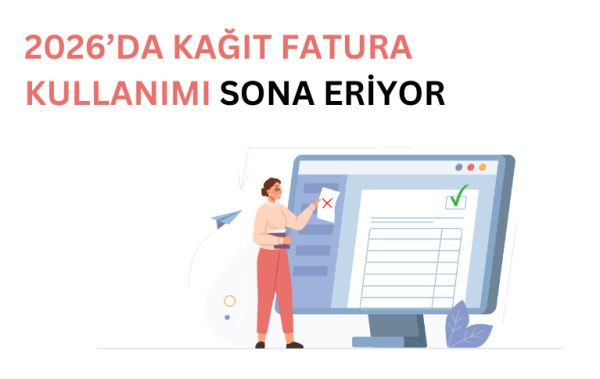 2026 yılında kağıt fatura kullanımının sona ereceğini temsil eden görsel